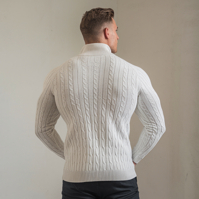 Pure Milano - Cable-Knit Half-Zip Sweater